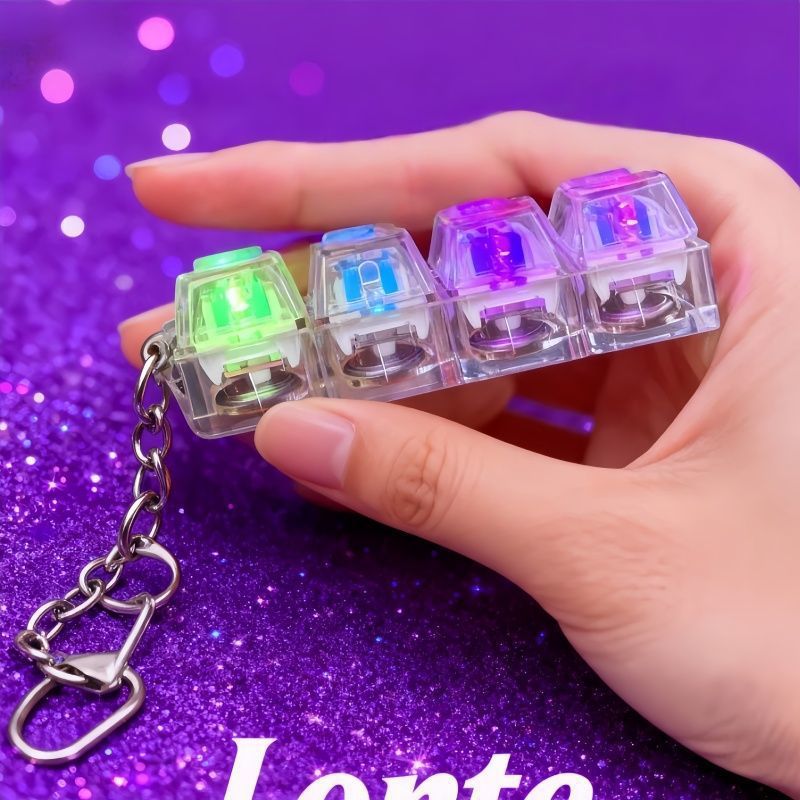Keycap Stress-Relief Keychain, Keyboard Switch Tester, Illuminated Transparent Keycaps