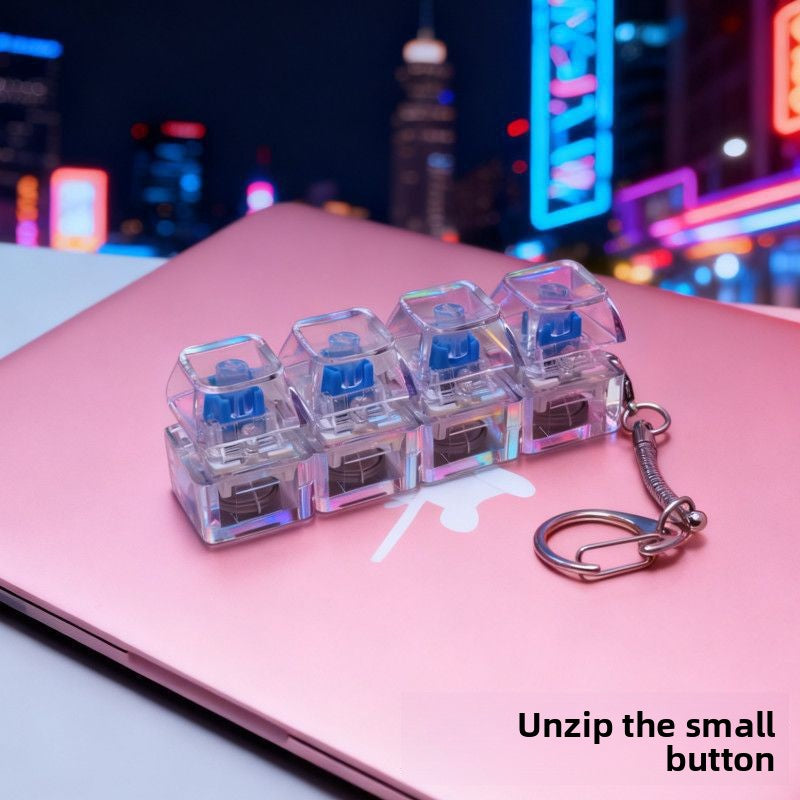 Keycap Stress-Relief Keychain, Keyboard Switch Tester, Illuminated Transparent Keycaps